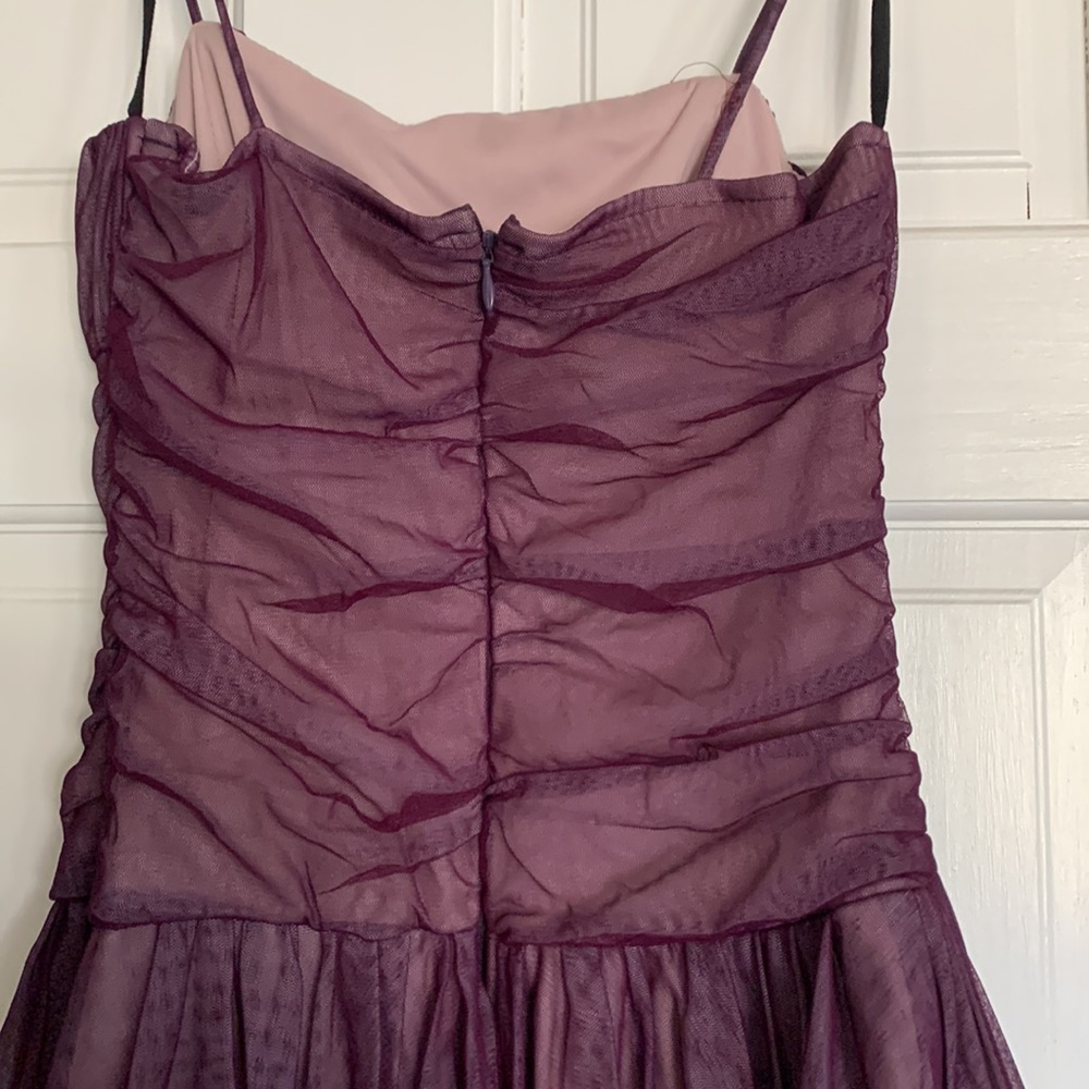 Burgundy Sheer Over Pink Special Occasion Dress, Junior L - Picture 7 of 8